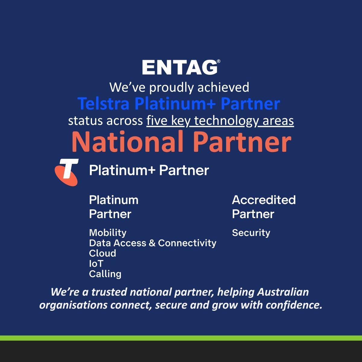 Entag Achieves Telstra Platinum+ Partner Status